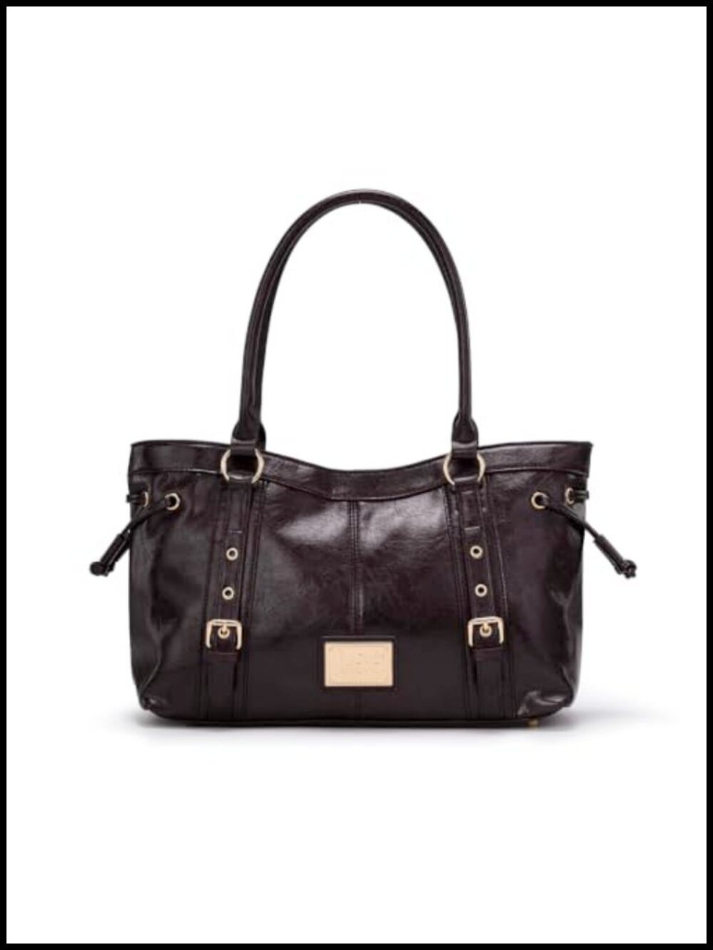 Vegan Leather Structured Hobo Tote Bag with Zipper